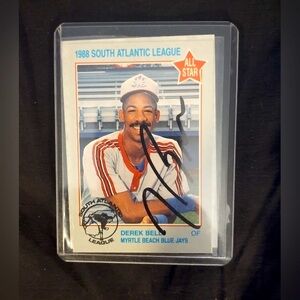 DEREK BELL 1988 ROOKIE CARD #20 MYRTLE BEACH BLUE JAYS ALL-STAR RC - AUTO & COA